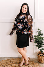 Load image into Gallery viewer, Sheer Floral Layering Mock Neck Top In Dark Florals