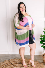 Load image into Gallery viewer, Striped Open Knit Cardigan In Pink, Green, Tan &amp; Blue