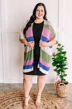 Load image into Gallery viewer, Striped Open Knit Cardigan In Pink, Green, Tan &amp; Blue
