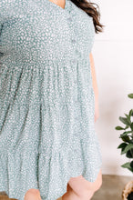 Load image into Gallery viewer, Button Front Dress In Light Aqua Animal Print
