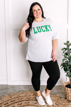 Load image into Gallery viewer, Lucky Graphic Knit Top In Heathered Grey