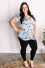 Load image into Gallery viewer, Decorative Button Front Top In Aqua Florals