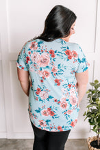 Load image into Gallery viewer, Decorative Button Front Top In Aqua Florals