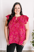 Load image into Gallery viewer, Flutter Sleeve Blouse In Hot pink Florals