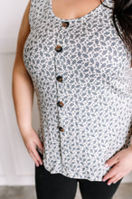 Load image into Gallery viewer, Faux Button Front Sleeveless Top In Cream &amp; Grey