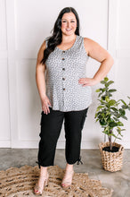 Load image into Gallery viewer, Faux Button Front Sleeveless Top In Cream &amp; Grey