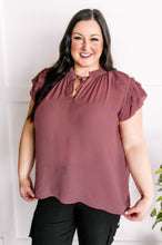 Load image into Gallery viewer, Ruffled Flutter Sleeve Top In Rose