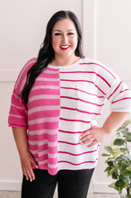 Load image into Gallery viewer, Colorblock Knit Striped Sweater In Pink Multi