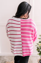 Load image into Gallery viewer, Colorblock Knit Striped Sweater In Pink Multi
