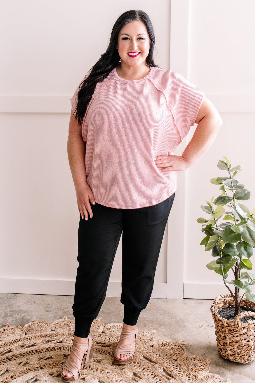 Knit Dolman Top In Ballet Slipper