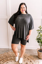 Load image into Gallery viewer, Oversized Top &amp; Bike Shorts Set In Charcoal