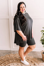 Load image into Gallery viewer, Oversized Top &amp; Bike Shorts Set In Charcoal