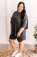 Load image into Gallery viewer, Oversized Top &amp; Bike Shorts Set In Charcoal
