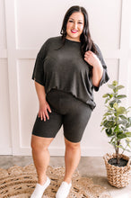 Load image into Gallery viewer, Oversized Top &amp; Bike Shorts Set In Charcoal