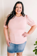 Load image into Gallery viewer, Floral Sleeve Top In Peachy Rose Knit