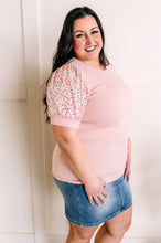 Load image into Gallery viewer, Floral Sleeve Top In Peachy Rose Knit