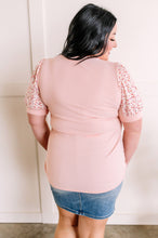 Load image into Gallery viewer, Floral Sleeve Top In Peachy Rose Knit