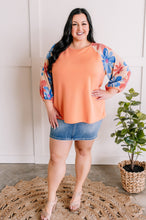 Load image into Gallery viewer, Floral Sleeve Knit Top In Coral Multi