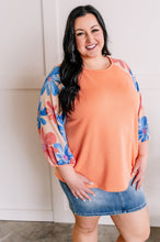 Load image into Gallery viewer, Floral Sleeve Knit Top In Coral Multi