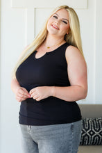 Load image into Gallery viewer, Daily Essential Notched Ribbed Tank in Black