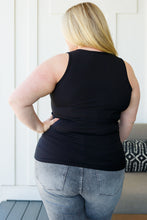 Load image into Gallery viewer, Daily Essential Notched Ribbed Tank in Black