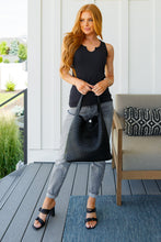 Load image into Gallery viewer, Daily Essential Notched Ribbed Tank in Black