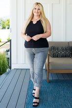 Load image into Gallery viewer, Daily Essential Notched Ribbed Tank in Black