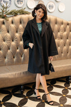 Load image into Gallery viewer, Deconstructed Oversized Trench Coat in Classic Black