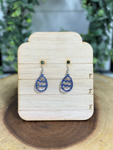 Load image into Gallery viewer, Easter Egg Blue Glitter Dangle Earrings