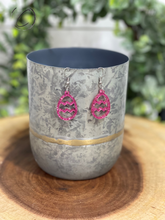 Load image into Gallery viewer, Easter Egg Pink Glitter Dangle Earrings