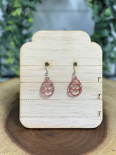 Load image into Gallery viewer, Easter Egg Rose Gold Glitter Dangle Earrings