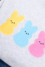 Load image into Gallery viewer, PREORDER: Embroidered Glitter Sweatshirt in Multicolor Bunnies