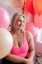 Load image into Gallery viewer, Effortless Reversible Mineral Wash Ribbed Tank in Neon Coral