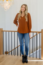 Load image into Gallery viewer, Enjoy This Moment V Neck Blouse In Toffee