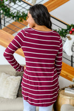 Load image into Gallery viewer, Erika Striped V-Neck Long Sleeve Top in Burgundy