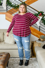 Load image into Gallery viewer, Erika Striped V-Neck Long Sleeve Top in Burgundy