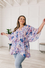 Load image into Gallery viewer, Fabled in Floral Draped Peplum Top in Blue