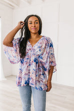 Load image into Gallery viewer, Fabled in Floral Draped Peplum Top in Blue