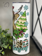 Load image into Gallery viewer, Freaking Freezing Highland Cow 20oz Skinny Tumbler