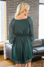 Load image into Gallery viewer, Front And Center Balloon Sleeve Dress in Green