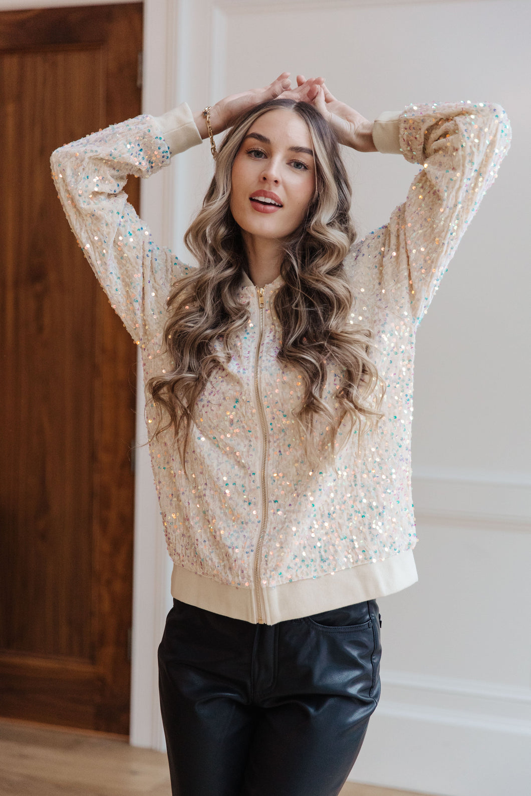 Glitter Sequin Bomber Jacket