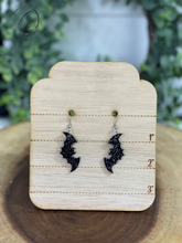 Load image into Gallery viewer, Bat Black Glitter Dangle Earrings