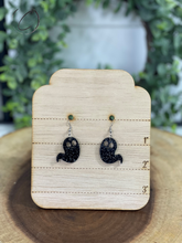 Load image into Gallery viewer, Ghost Black Glitter Dangle Earrings