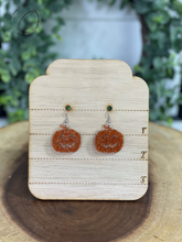 Load image into Gallery viewer, Pumpkin Orange Glitter Dangle Earrings