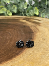 Load image into Gallery viewer, Pumpkin Black Glitter Stud Earrings