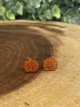 Load image into Gallery viewer, Pumpkin Orange Glitter Stud Earrings