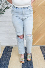 Load image into Gallery viewer, Good Karma Light Wash Distressed Risen Jeans