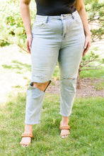 Load image into Gallery viewer, Good Karma Light Wash Distressed Risen Jeans