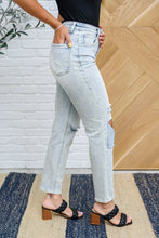 Load image into Gallery viewer, Good Karma Light Wash Distressed Risen Jeans
