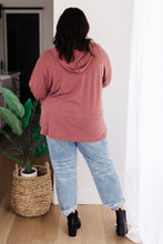 Load image into Gallery viewer, Happier Now Henley Hoodie in Burgundy